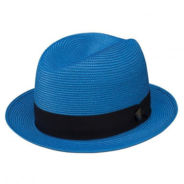 Dobbs Parker Center Dent Milan Straw Fedora in Royal