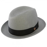 Dobbs Parker Center Dent Milan Straw Fedora in Grey