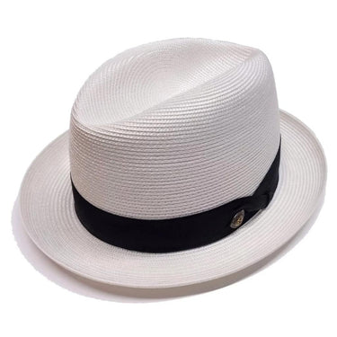 Dobbs Parker Center Dent Milan Straw Fedora in White