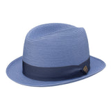 Dobbs Parker Center Dent Milan Straw Fedora in Perriwinkle