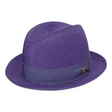 Dobbs Parker Center Dent Milan Straw Fedora in Purple