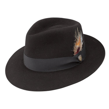 Dobbs Prescott Wool and Fur Felt Fedora in Black