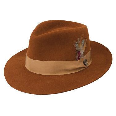 Dobbs Prescott Wool and Fur Felt Fedora in Cognac