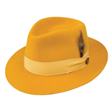 Dobbs Prescott Wool and Fur Felt Fedora in Sun Yellow #color_ Sun Yellow