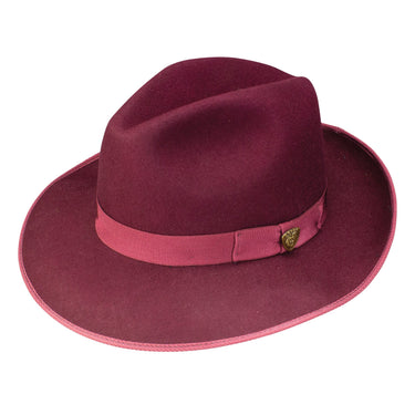 Dobbs Regalis B Center Dent Wool Felt Fedora in Burgundy