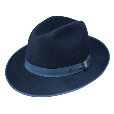 Dobbs Regalis B Center Dent Wool Felt Fedora in Navy
