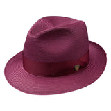 Dobbs Rosebud Milan Straw Fedora in Burgundy