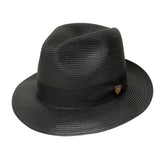 Dobbs Rosebud Milan Straw Fedora in Black