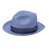 Dobbs Rosebud Milan Straw Fedora in Periwinkle