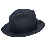 Dobbs Rosebud Milan Straw Fedora in Navy