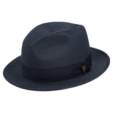 Dobbs Rosebud Milan Straw Fedora in Navy