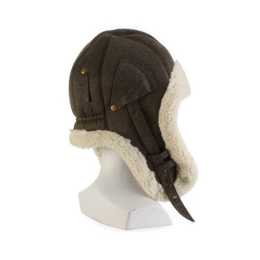 Dorfman Vail Weathered Cotton Trapper Hat in Brown #color_ Brown