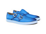 Double Monk Strap Leather Sneaker in Ocean Blue
