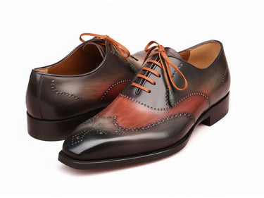 Paul Parkman Men's Goodyear Welted Wingtip Oxford Shoes Green & Brown (ID#E271) — view 3