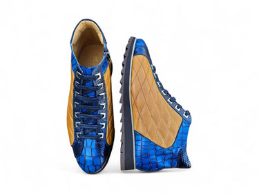 Embossed Alligator High Top in Blue Cognac