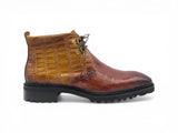 Embossed Chukka Boot Lug Sole in Brown Cognac