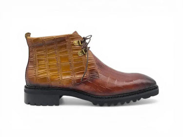 Embossed Chukka Boot Lug Sole in Brown Cognac