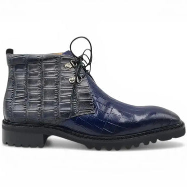 Embossed Chukka Boot Lug Sole in Navy Gray