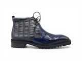 Embossed Chukka Boot Lug Sole in Navy Gray