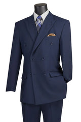 Vinci Double Breasted Regular Fit Suit in Navy - DC900-1