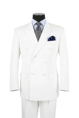 Vinci Double Breasted Regular Fit Suit in White - DC900-1