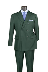 Vinci Double Breasted Regular Fit Suit in Hunter Green - F-DC900