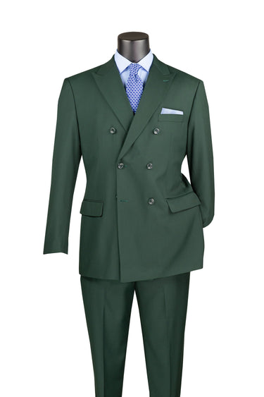 Vinci Hunter Green Regular Fit Double Breasted Suit - F-DC900