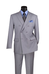 Vinci Light Gray Regular Fit Double Breasted Suit - F-DC900