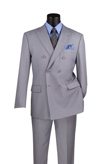 Vinci Light Gray Regular Fit Double Breasted Suit - F-DC900