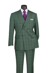 Vinci Double Breasted Regular Fit Suit in Forest Green - F-DRW1