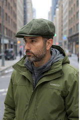 Ferrecci Wool Newsboy Cap in Hunter Green