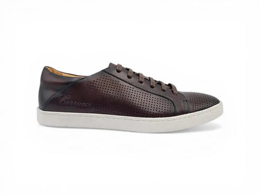 Carrucci Shoes Fashion Lace-up Leather Sneaker in Chestnut