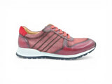 Fashion Sneaker Calfskin with Canvas inlaid in Burgundy