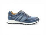 Fashion Sneaker Calfskin with Canvas inlaid in Blue