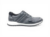Fashion Sneaker Calfskin with Canvas inlaid in Black