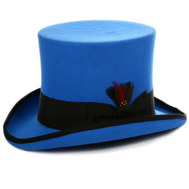Ferrecci Premium Top Hat in Royal Blue & Black Wool Victorian Elegance in Royal Blue & Black #color_ Royal Blue & Black