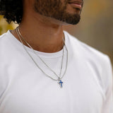 Gemstone Cross Pendant - Sapphire