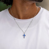 Gemstone Cross Pendant - Sapphire