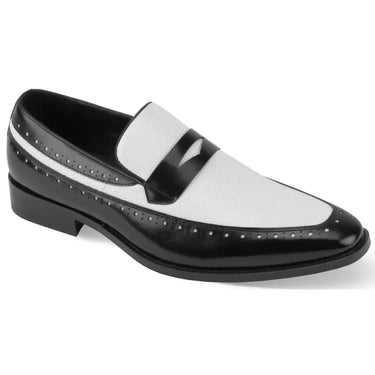 Giorgio Venturi 6986 Leather Slip-On Penny Loafers in Black / White #color_ Black / White