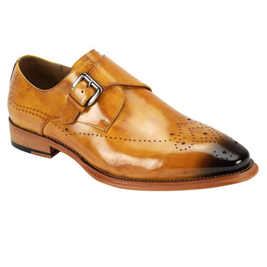 Giovanni Jeffery Leather Monkstrap Dress Shoe in Scotch #color_ Scotch