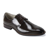 Giovanni Joel Perforated Patina Blucher Dress Shoe in Chocolate Brown