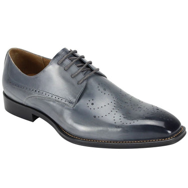 Giovanni Joel Perforated Patina Blucher Dress Shoe in Grey #color_ Grey