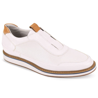Giovanni Levi Leather Slip-On Trainers in White #color_ White