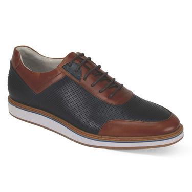 Giovanni Lorenzo Mens Leather Casual Dress Shoe in Cognac Navy #color_ Cognac Navy