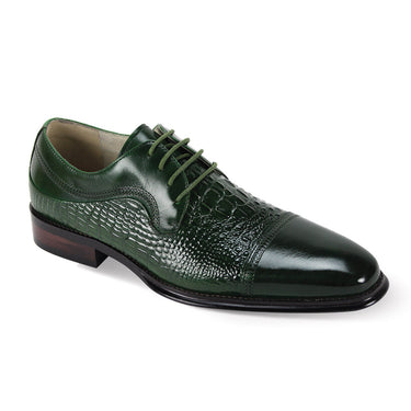 Giovanni Mattias Leather Oxford Dress Shoes in Green #color_ Green