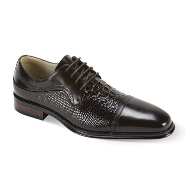 Giovanni Mattias Leather Oxford Dress Shoes in Chocolate Brown