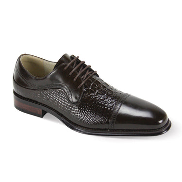 Giovanni Mattias Leather Oxford Dress Shoes in Chocolate Brown #color_ Chocolate Brown