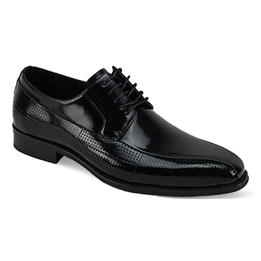 Giovanni Oliver Perforated Leather Derby in Black #color_ Black