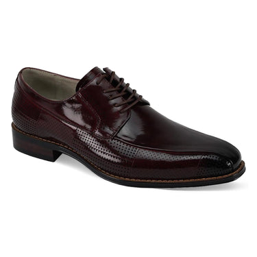 Giovanni Oliver Perforated Leather Derby in Burgundy #color_ Burgundy