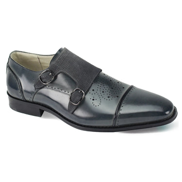 Giovanni Oscar Double Monk Strap Leather Dress Shoe in Grey #color_ Grey